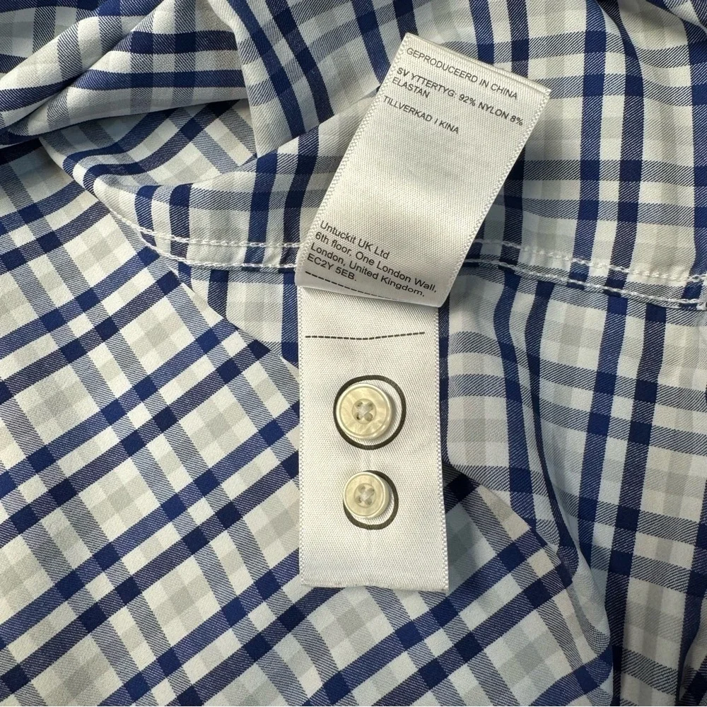 UNTUCKit Allendale Blue and Gray Plaid Shirt